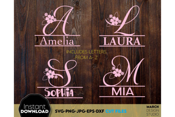 Download Alphabet Split Monogram Bundle Letters with Flowers - Monogram Collection