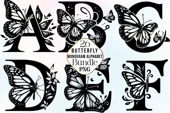 Download Butterfly Monogram Alphabet SVG Bundle - Monogram Collection