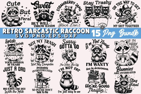Download Retro Sarcastic Raccoon Png Bundle Funny - Premium Bundle