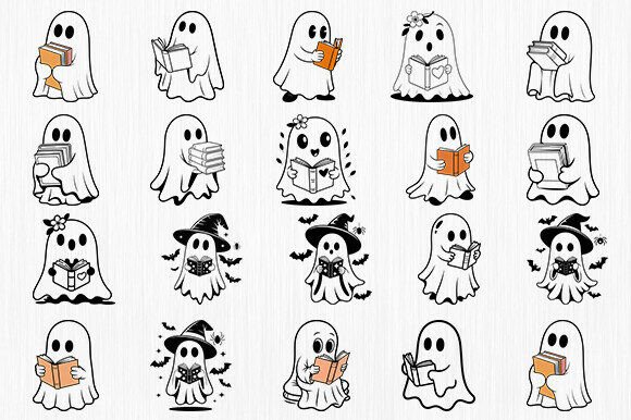 Download Ghost Reading Book Bundle, Halloween SVG - Halloween svg Collection